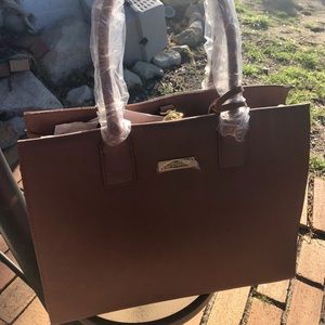 Joy and Iman Leather Earth Toned Brown Handbag